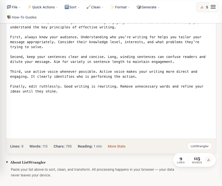 Step 1: Paste your text into the editor